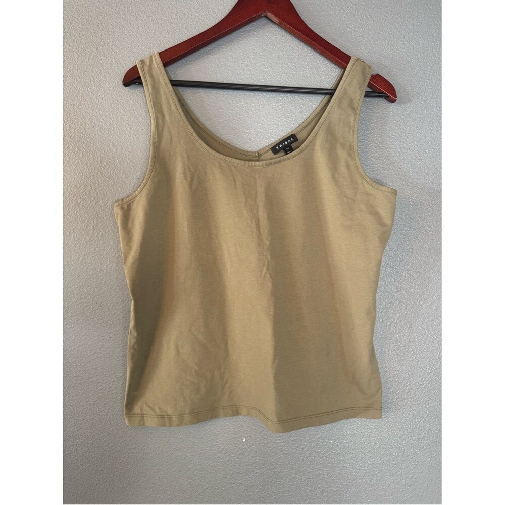 Tribal Olive Scoop Neck Tank Top Size L